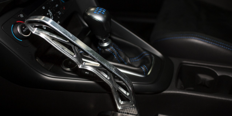 Ford Performance Drift Stick, the first-ever, rally-inspired electronic handbrake, developed and designed for Focus RS and approved by rally and stunt star Ken Bock