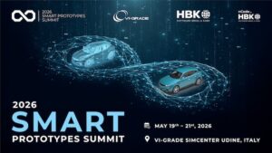 A graphic promoting the event, with a green digital car against a black background